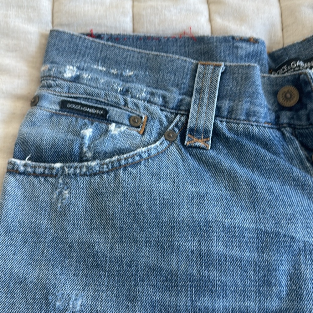 Men's Blue Distressed Denim Shorts by Dolce&Gabbana